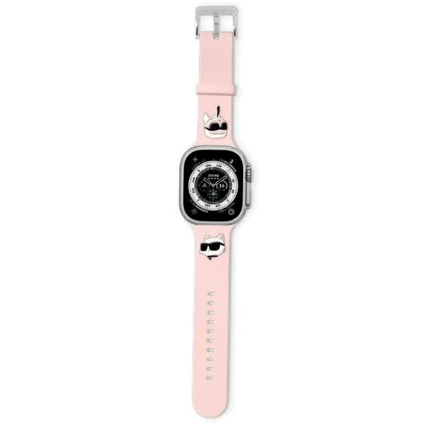 CG MOBILE Karl Lagerfeld KLAWMSLKCNP 3D Rubber Watch Strap for Apple Watch 38/40/41 mm Pink Silicone - Image 1