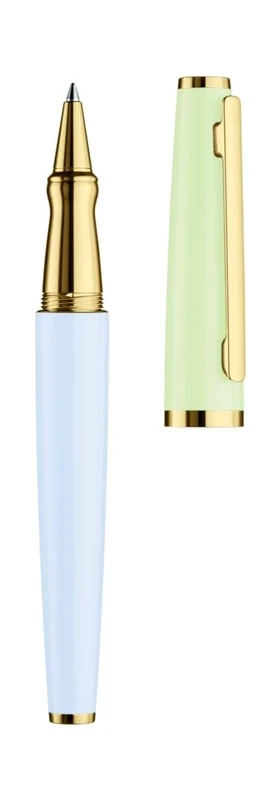 Otto Hutt Design 06 009-11764 Rollerball Pen Glossy Glacier/Apple Green Gold with Solid Aluminium Barrel and Fittings Gold PVD Coated