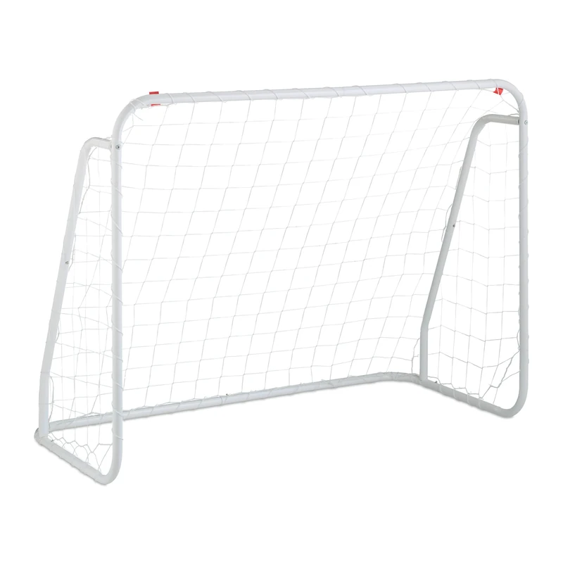Relaxdays Football Gate, Children & Adults, Exercise Goal, Garden, HWD: 96 x 124 x 61 cm, Steel, Stable, Training, White