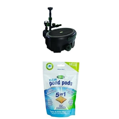 Blagdon Inpond 6-in-1 9000 Pond Filter Fountain Pump + Blagdon Clean Pond Pods (12 Pack)