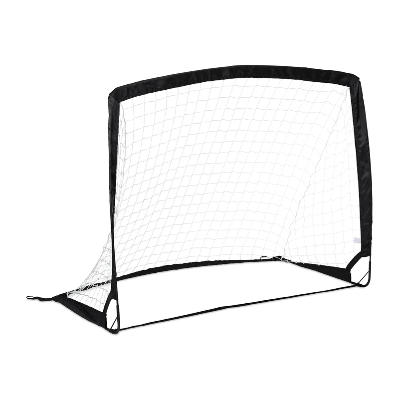 Relaxdays Pop-up Football Gate, Goal, Soccer Practice, Sport Equipment, Transport Bag, HWD: 100 x 120 x 65 cm, Black, Polyester