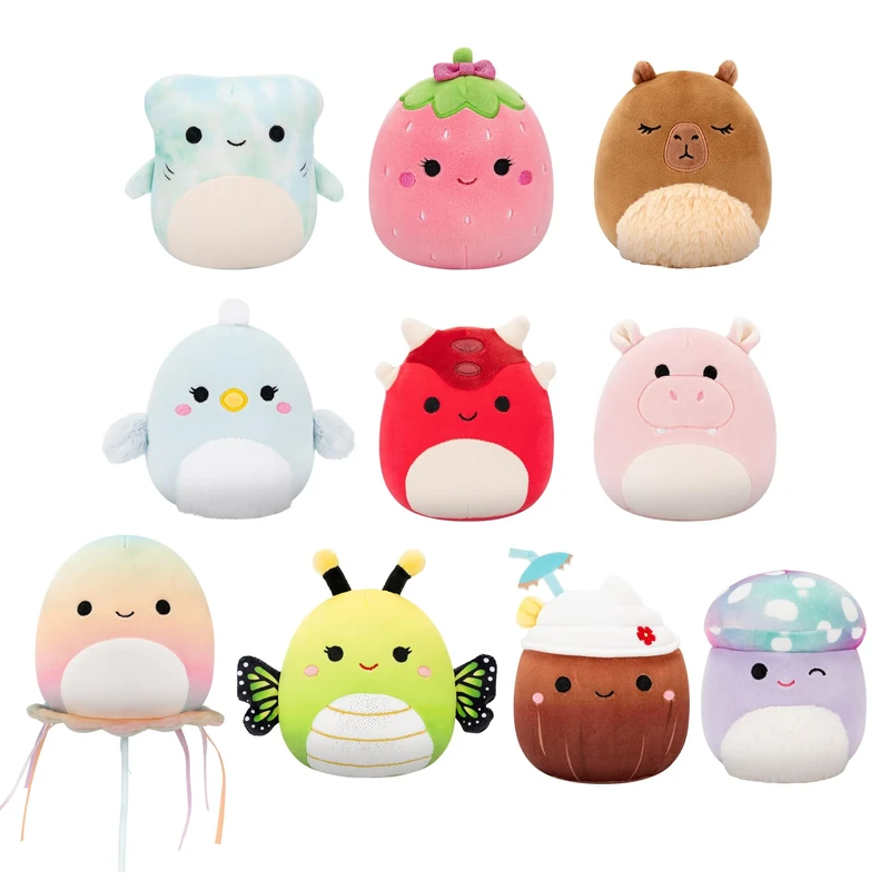 Squishmallows Original 5-Inch 10-Pack – Including - ergio, Minya, Rheys, Mieko, Greeley, Camden, Ridelle, Kirsty, Cherleen, Lijjian -Official Jazwares Plush (Little)