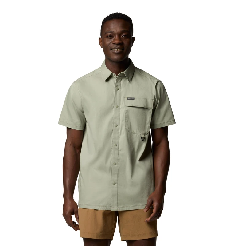 Columbia Men's Landroamer Twill Short Sleeve Shirt, Short Sleeve Shirt, Safari, XXL