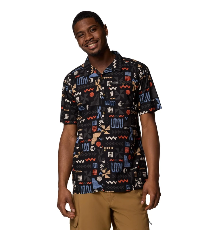 Columbia Men's Pine Canyon Short Sleeve, Short Sleeve Shirt, Black Outer Bounds, XXL