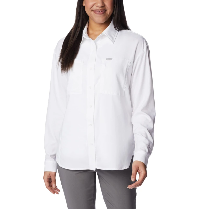 Columbia Women's Silver Ridge Utility Long Sleeve Shirt, Long Sleeve Shirt, White, XL