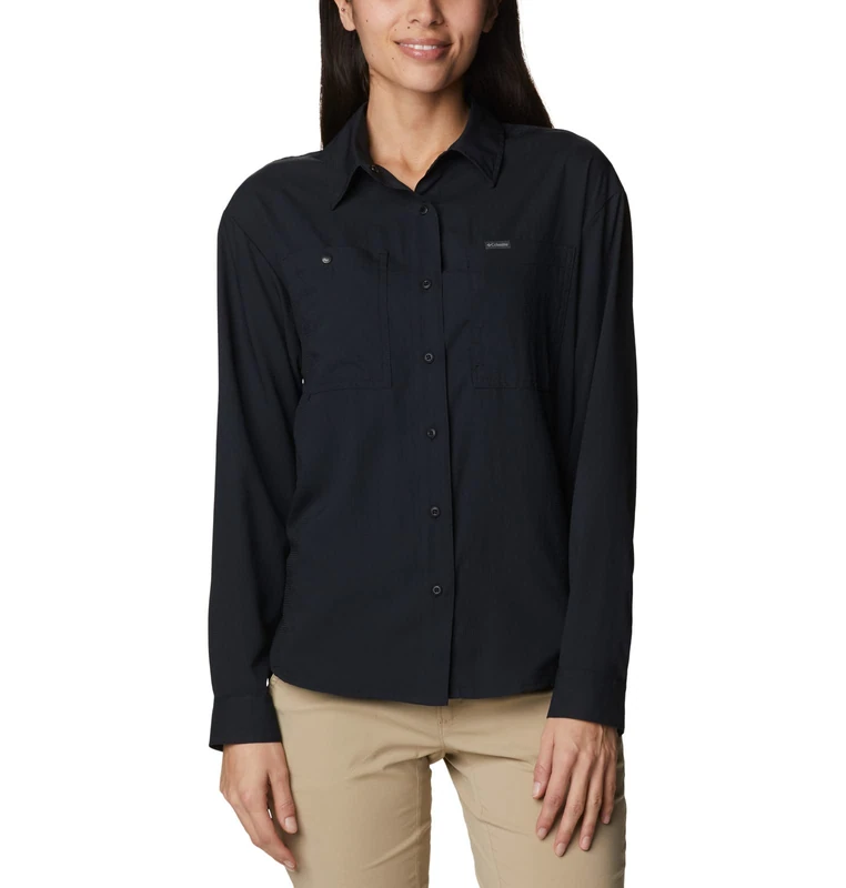 Columbia Women's Silver Ridge Utility Long Sleeve Shirt, Long Sleeve Shirt, Black, XL