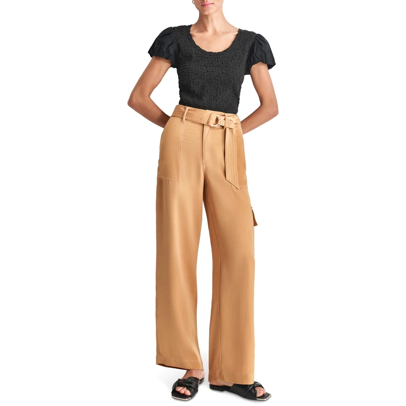 DKNY Women's Contrast Stitch Cargo Casual Pants, Tawney, 12