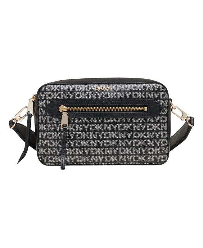 DKNY Women's Bryant Ave Camera Bag, Black Logo Black, Black logo black, Small