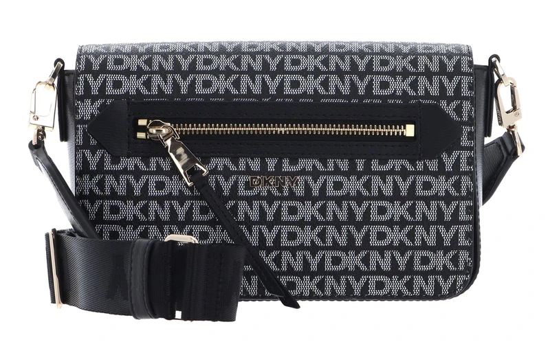 DKNY Women's Bryant Ave Top Zip Dome Crossbody, Black Logo-Black, One Size, Black logo black