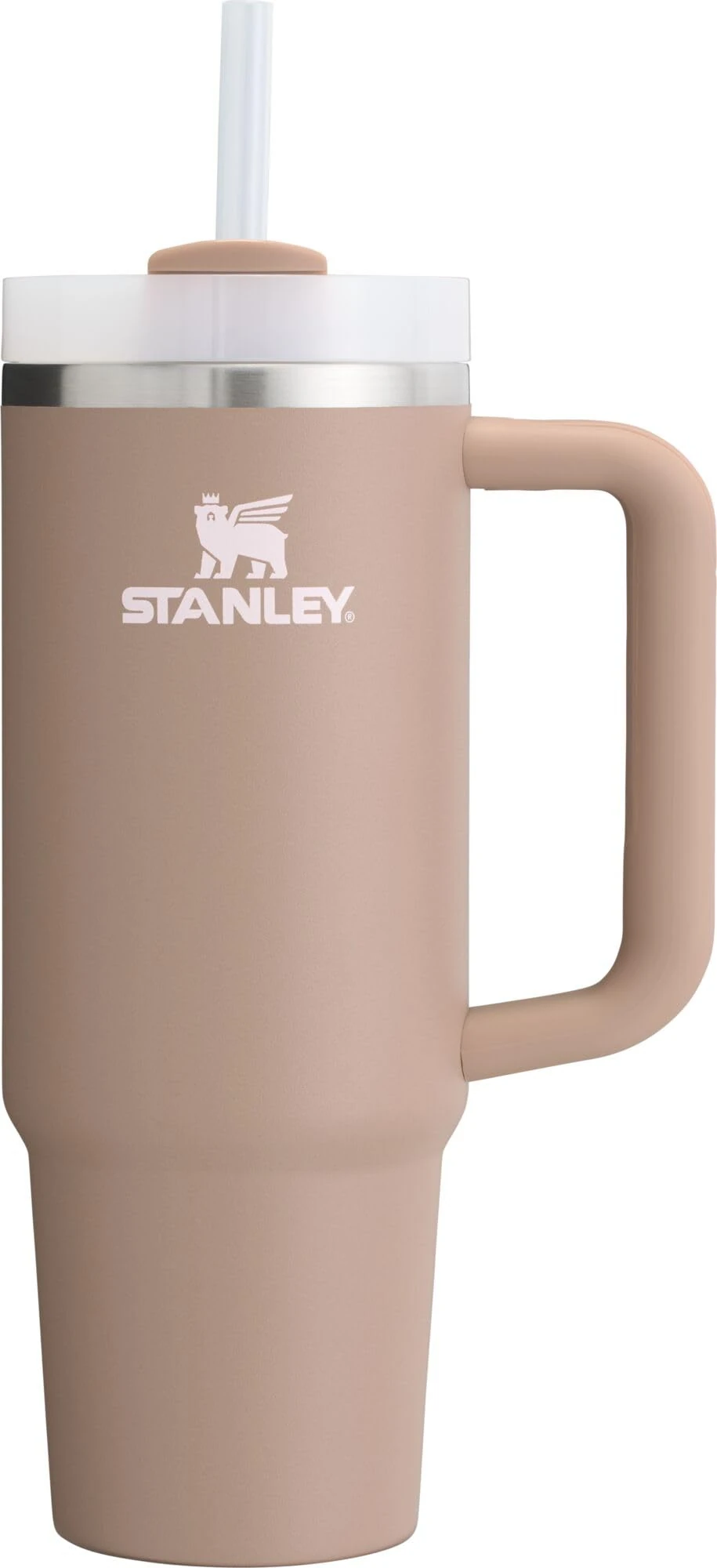 Stanley Quencher FlowState H2.0 Stainless Steel Vacuum Insulated Tumbler with Lid and Straw for Water, Iced Tea or Coffee, Smoothies and More, Pink Almond, 850.5 g