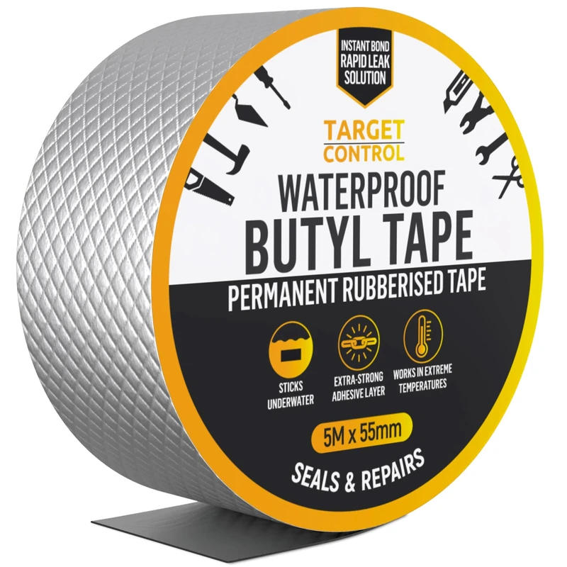 Target Control Waterproof Tape | 5M X 55MM | Pipe Tape for Leaking Water Pipes, Leak Repair, Water Proof to Stop Leaks & Waterproof Repair Tape