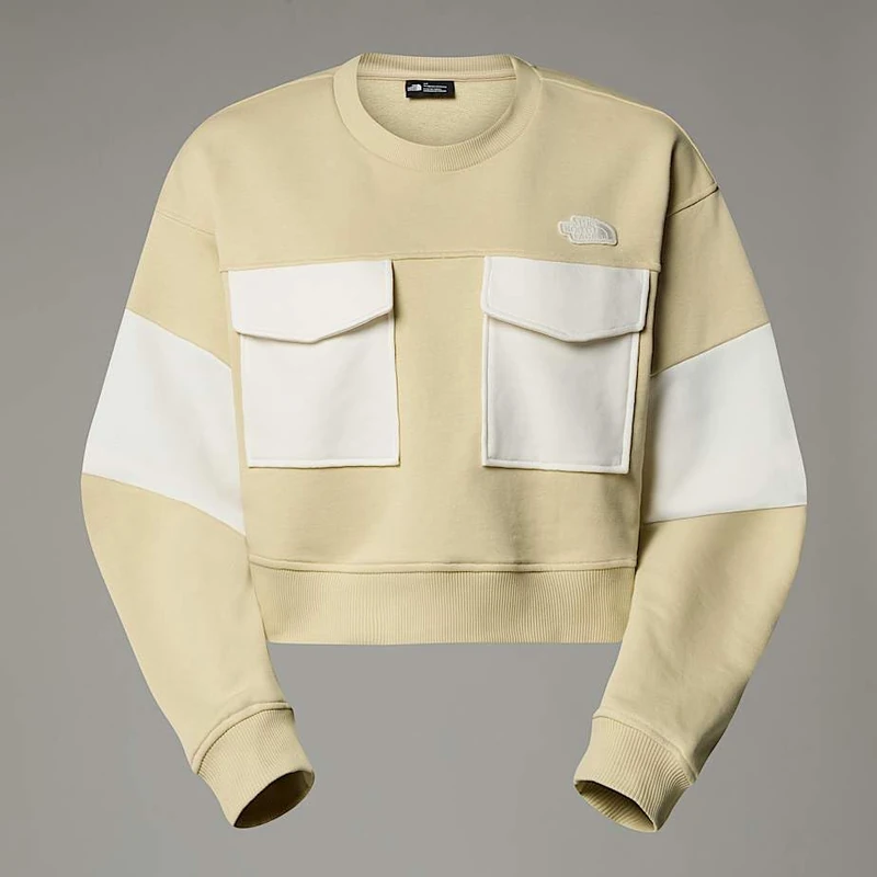 The North Face Women's Terry Oversized Cropped Crew Sweatshirt, Gravel, L