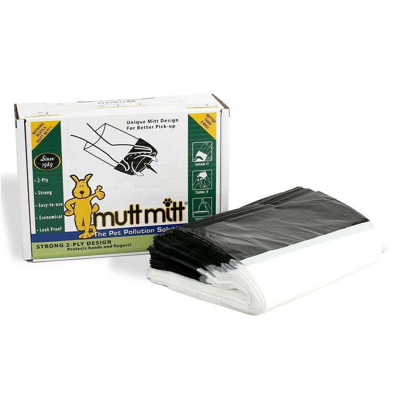 Mutt Mitt® 2-Ply dog waste pick-up bags Dispense-A-Mitt™ - 200 Dog Waste Bags in a wall mountable box.