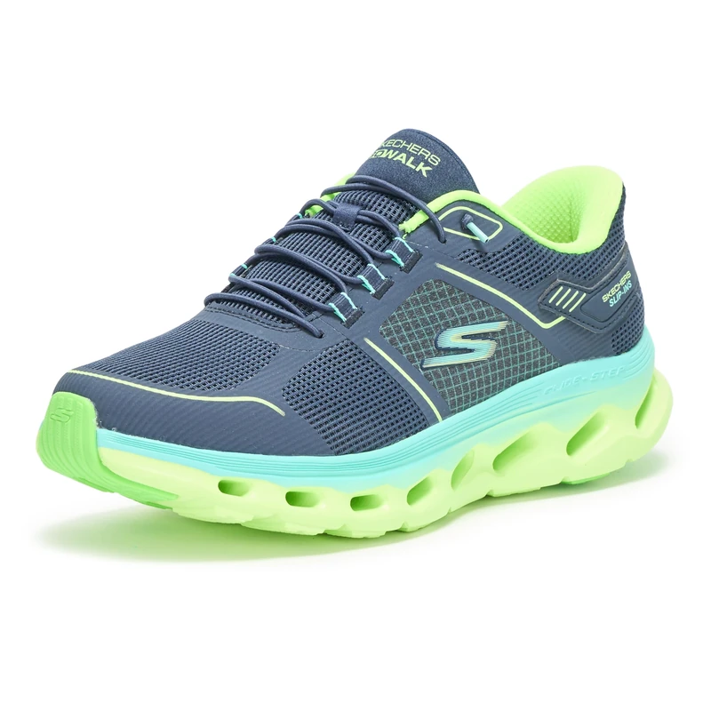 Skechers Women's Go Walk Glide Step 2.0 Elektra Hands Free Slip-ins Sneaker, Navy/Lime, 7