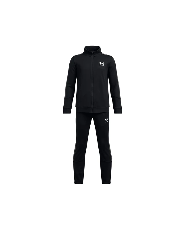 Under Armour Boys' Icon Knit Tracksuit, Comfortable and Lightweight Sportswear for Kids, Boys' Tracksuit for Sports, PE and Training,Black/Castlerock/White,YLG