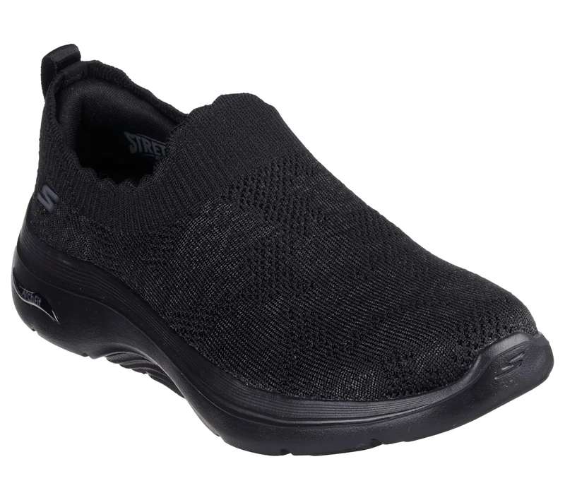 Skechers Women's Go Walk Arch Fit 2.0 Rosa Linda Slip-On Sneakers, Black Textile/Trim, 4 UK