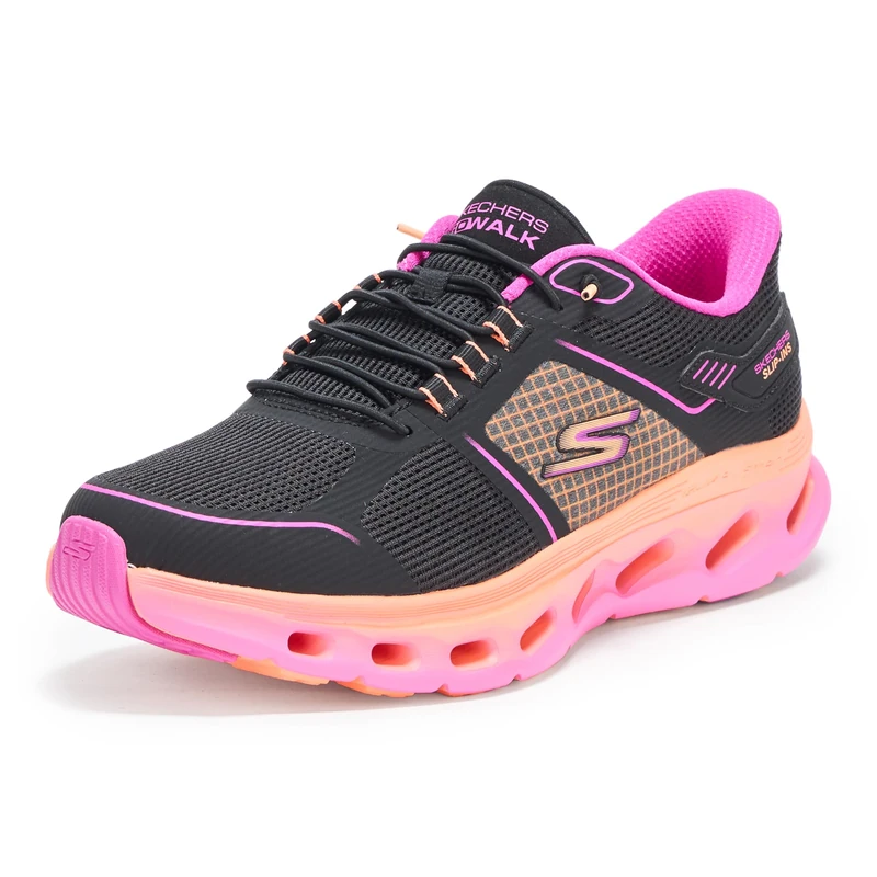 Skechers Women's Go Walk Glide Step 2.0 Elektra Hands Free Slip-ins Sneaker, Black/Multi, 10.5
