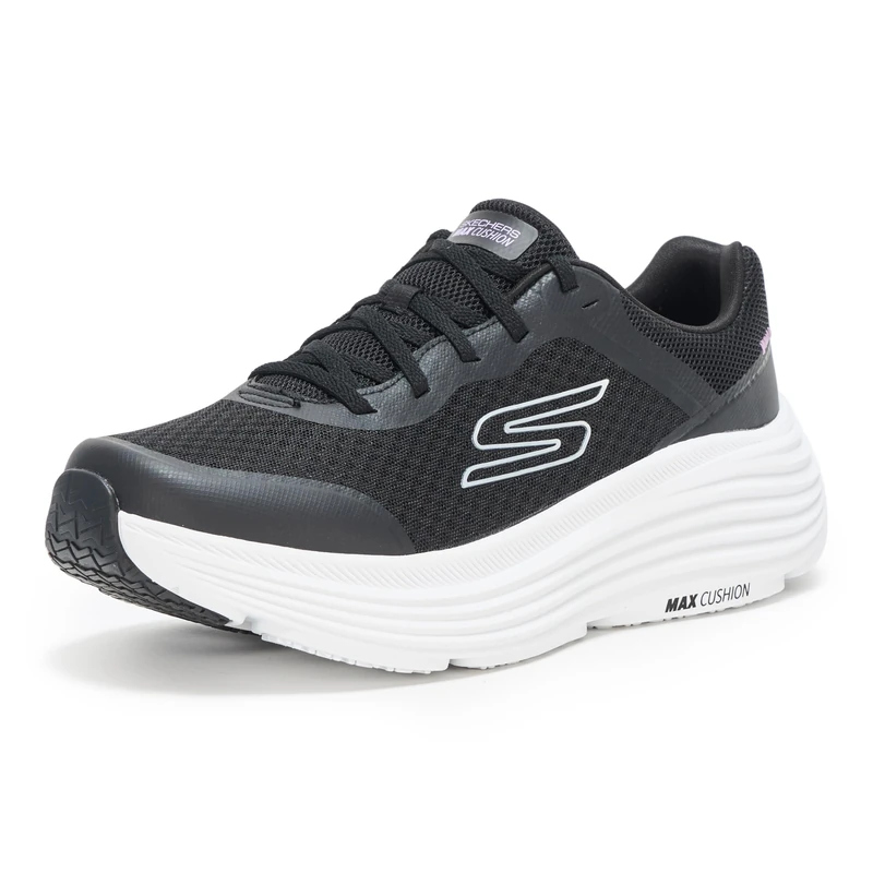 Skechers Women's Max Cushioning Endeavour Canova Sneaker, Black/White, 3.5 UK Wide