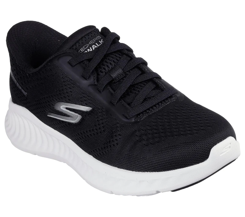 Skechers Women's Go Walk Now Khloe Sneaker, Black Textile/White Trim, 5 UK