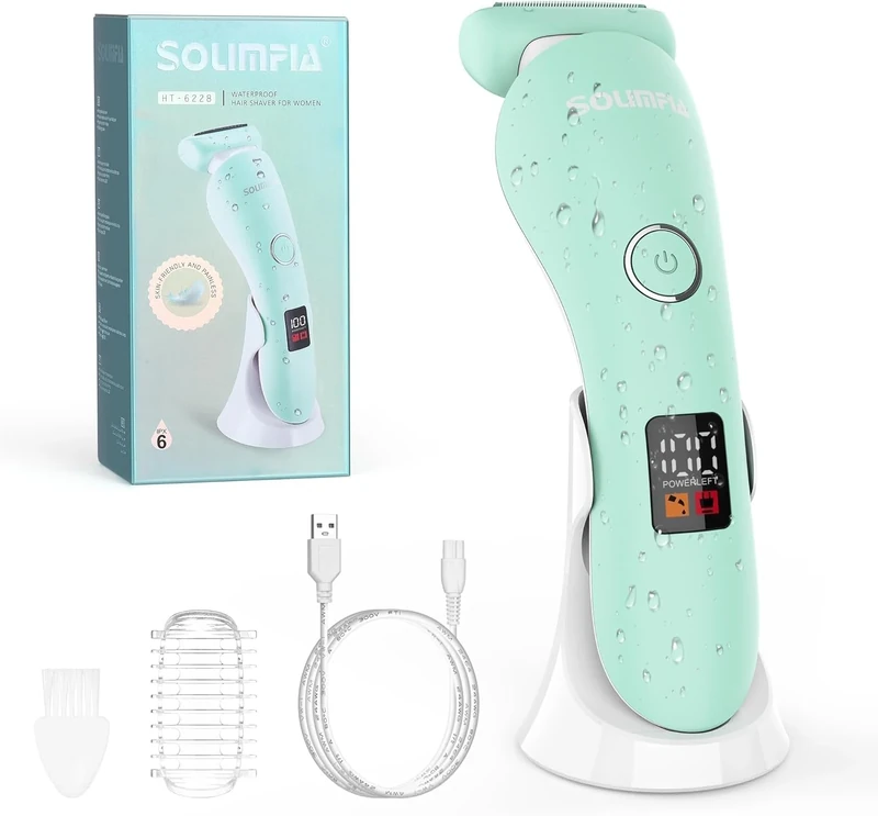 Solimpia Women's Shaver - Cordless, Waterproof IPX6, USB Dry/Wet
