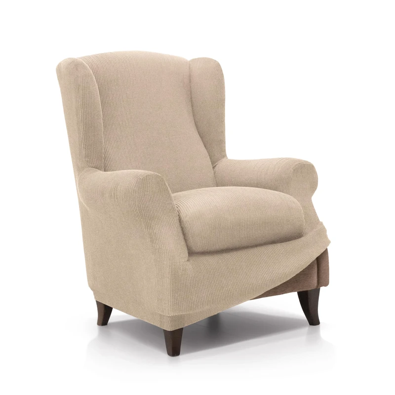 FAVERTI® Elastic Armchair Cover 70 to 100 cm | Real Model | Beige | Adjustable Universal Armchair Cover | Jacquard Fabric Quality Protector Cotton Feel