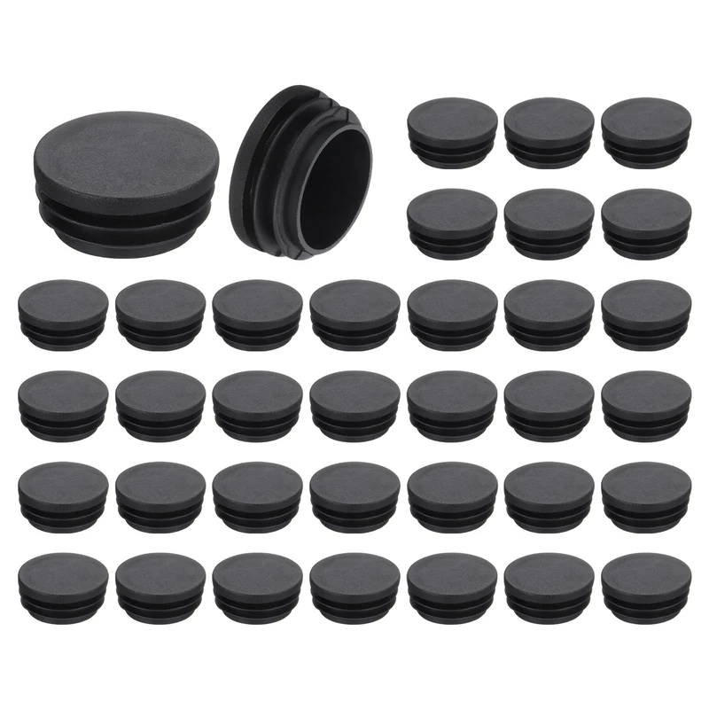 sourcing map 36 Pcs Round Plastic Plug, Black Tubing End Cap Plugs, 40mm(1.57 Inch) Furniture Leg Pipe Insert, Glide Protection for Chair, Sofa, Table, Shelf