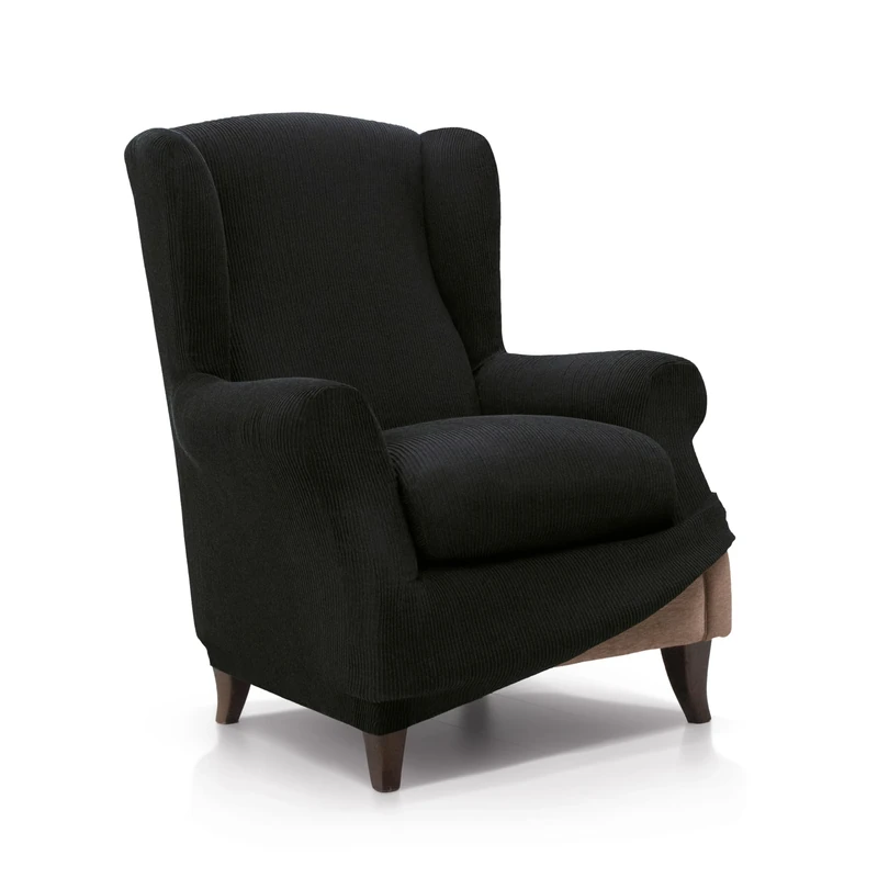 FAVERTI® Elastic Armchair Cover 70 to 100 cm | Real Model | Black | Adjustable Universal Armchair Cover | Jacquard Fabric Quality Protector Cotton Feel