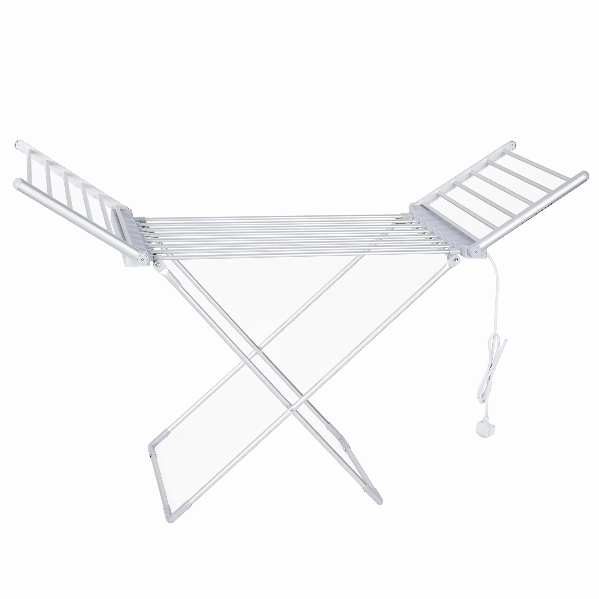 HOUSZY Electric Heated Clothes Drying Rack – Foldable Indoor Dryer Rack with 20 Heated Bars, Energy-Efficient Air Drying Rack for Laundry, Towels & Wet Clothes – Silver