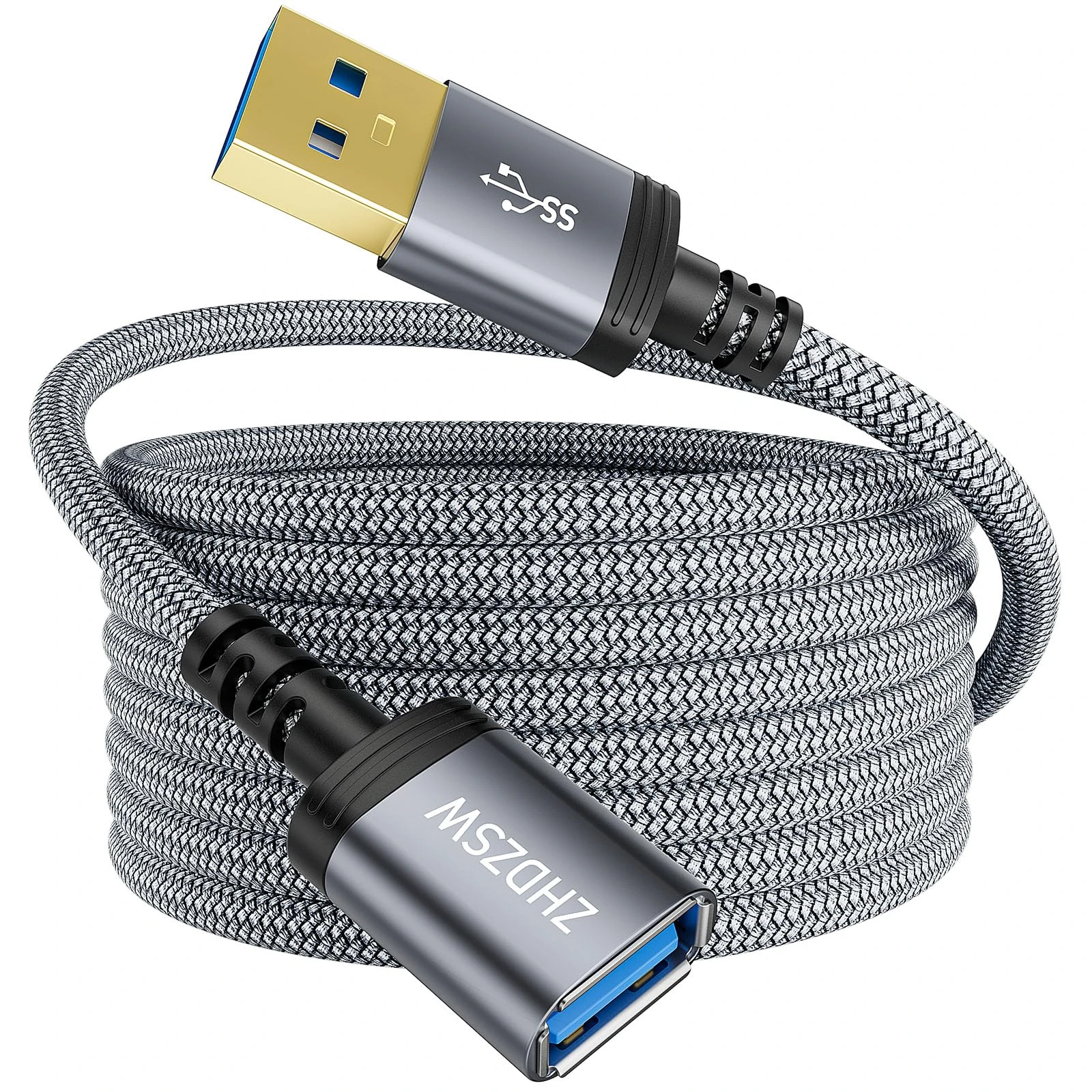 Kiuet USB3.0 Extension Cable 1M,Type A Male to Female Extension Cable Braided Compatible with USB Keyboards, Mice, Xbox, Flash Drives, Hard Drives, Printers etc