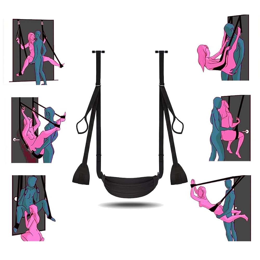 Adult Sex Toys for Couples Sex Hanging Swing Sling Couple Adults Sex Furnitures for Adults Sex Swing Couples Sweater Sex Frequent Flyer Door Swing Holds to 300Lbs/135KG Black