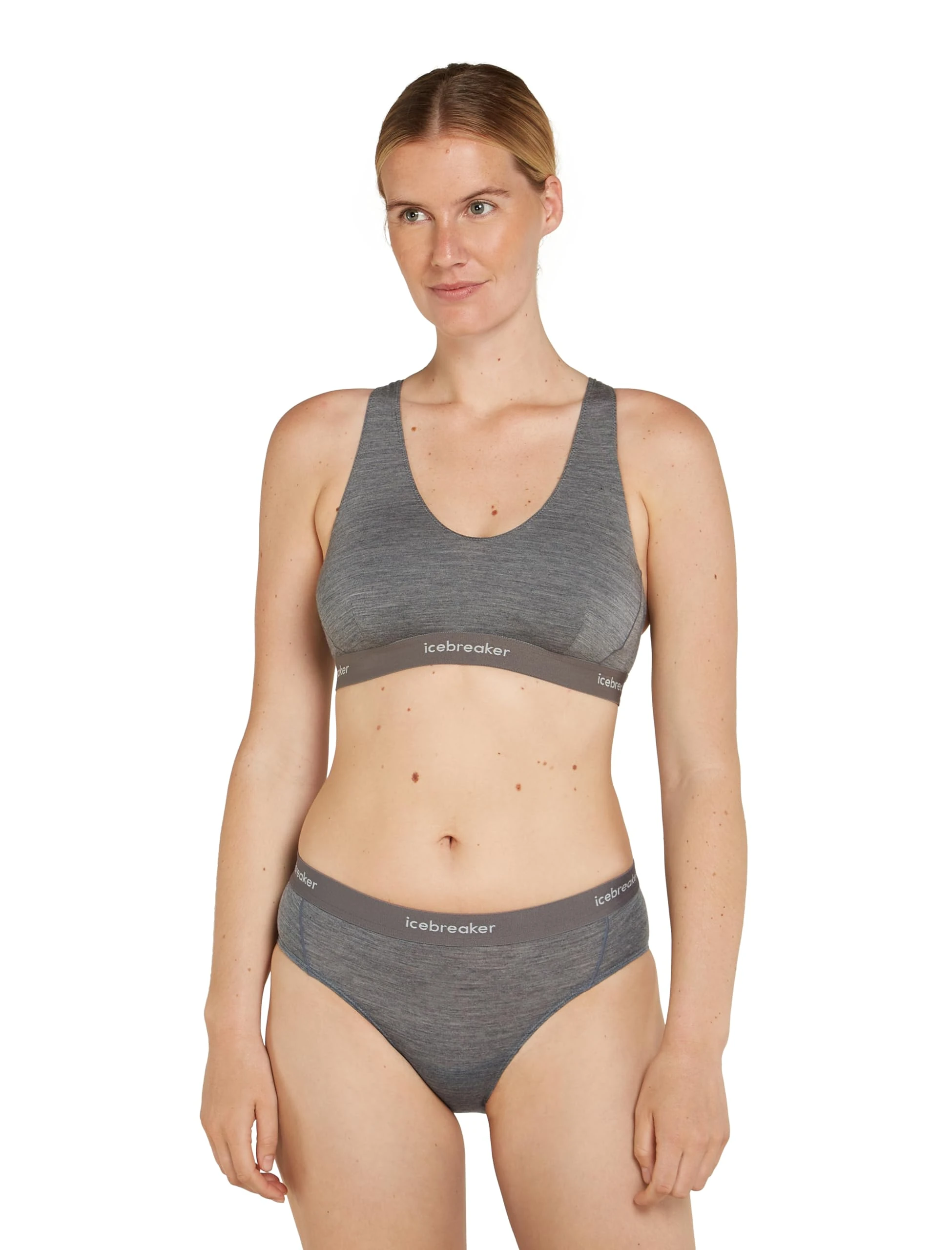 icebreaker Women's Merino 125 Cool-lite Sprite Racerback Bra, Opaque, Gritstone Heather, X-Small