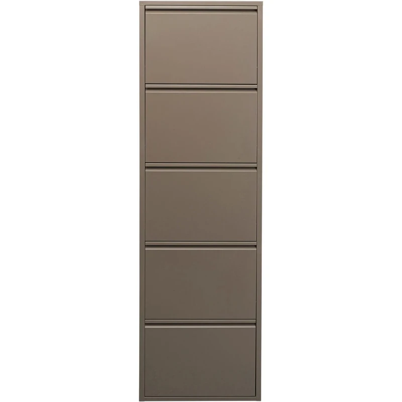 KARE Design Shoe Container Caruso 5 Taupe, steel, 5 tipping compartments, space for 10 pairs of shoes, slim, space-saving, shoe rack, shoe storage, hallway, floor 170x50x15 cm (h/w/d)