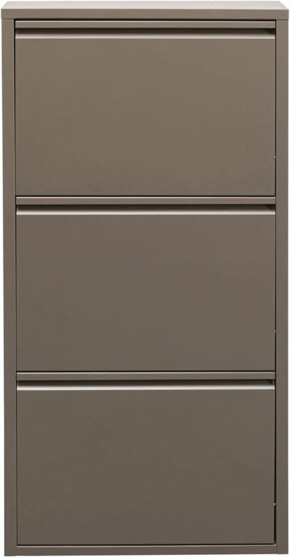 KARE Design Shoe Container Caruso 3 Taupe, steel, 3 tipping compartments, space for 6 pairs of shoes, slim, space-saving, shoe rack, shoe storage, hallway, floor 103x50x15 cm (h/w/d)