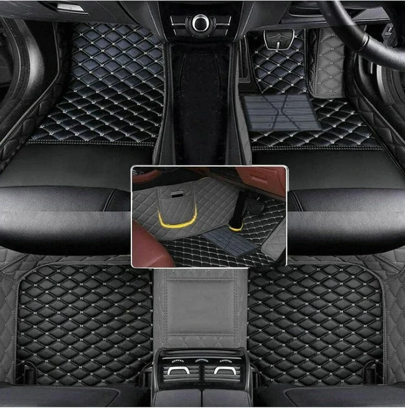 Wptwordcn Custom Personalized Floor Mats for CarsLuxury Full Coverage All Weather Car Floor Mats Anti-Slip Leather Car Mat Set Custom Floor Mats for 99% of Cars, Trucks & SUVs (Color 25)