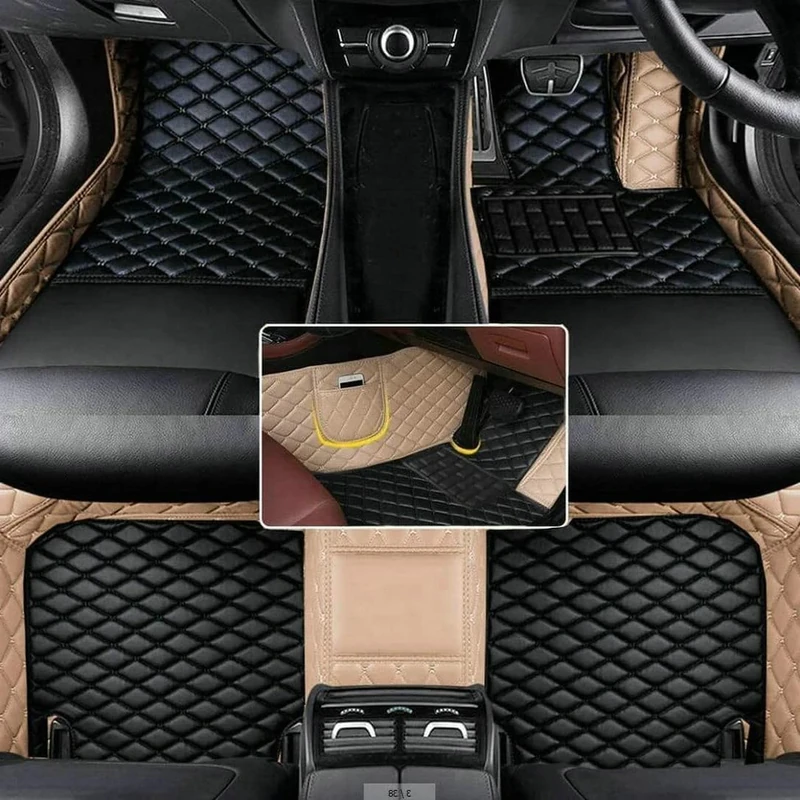 Wptwordcn Custom Personalized Floor Mats for CarsLuxury Full Coverage All Weather Car Floor Mats Anti-Slip Leather Car Mat Set Custom Floor Mats for 99% of Cars, Trucks & SUVs (Color 17)