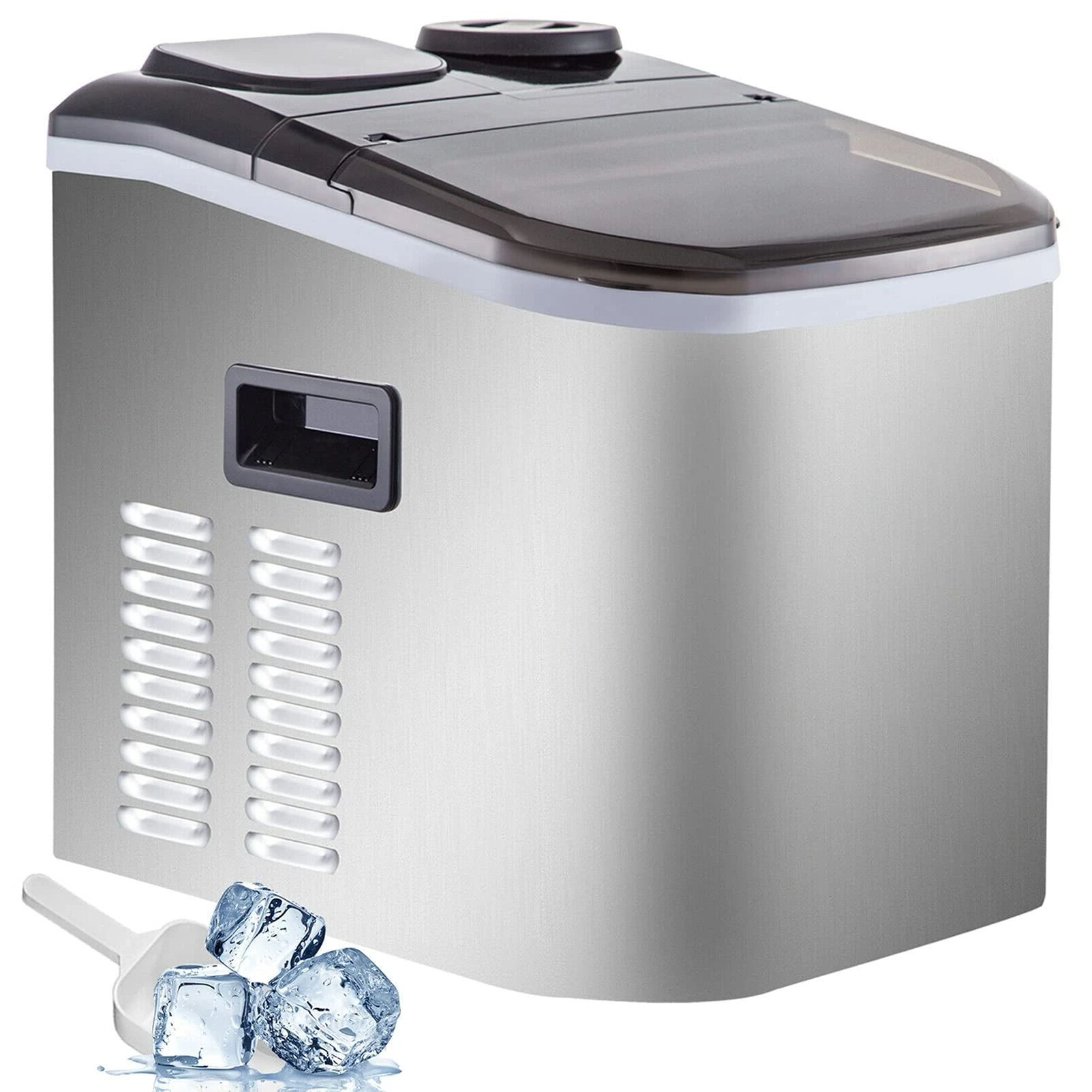 Electric Portable Compact Countertop Automatic Ice Cube Commercial Ice Machine Freestanding Large Ice Maker for Restaurant/Bar/Supermarkets 40lbs/24h