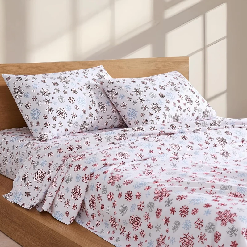 Linen Closet 160 GSM 100% Cotton Percale Sheet Set Queen Icy Star - Image 1