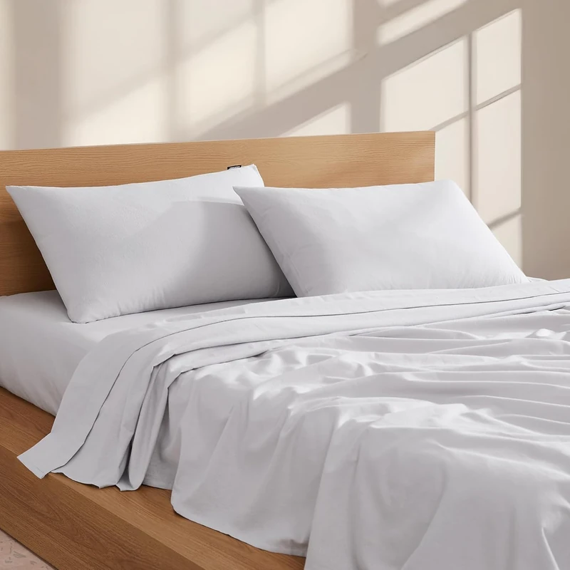 Linen Closet 160 GSM 100% Cotton Percale Sheet Set Queen Soft Gray