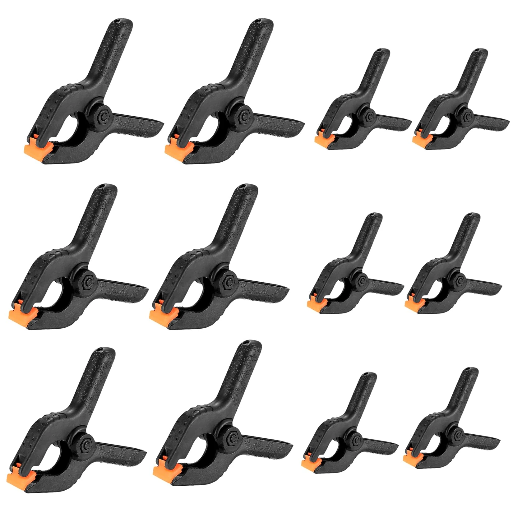 12 Pcs Spring Clamps, 2 inch/3 Inch Heavy Duty Nylon Spring Clips, Plastic Grip Spring Clips Clamps, Woodworking Tension Clamps for DIY Projects, Photo Studios, Photo Background, 6 Pcs 2"+6 Pcs 3"