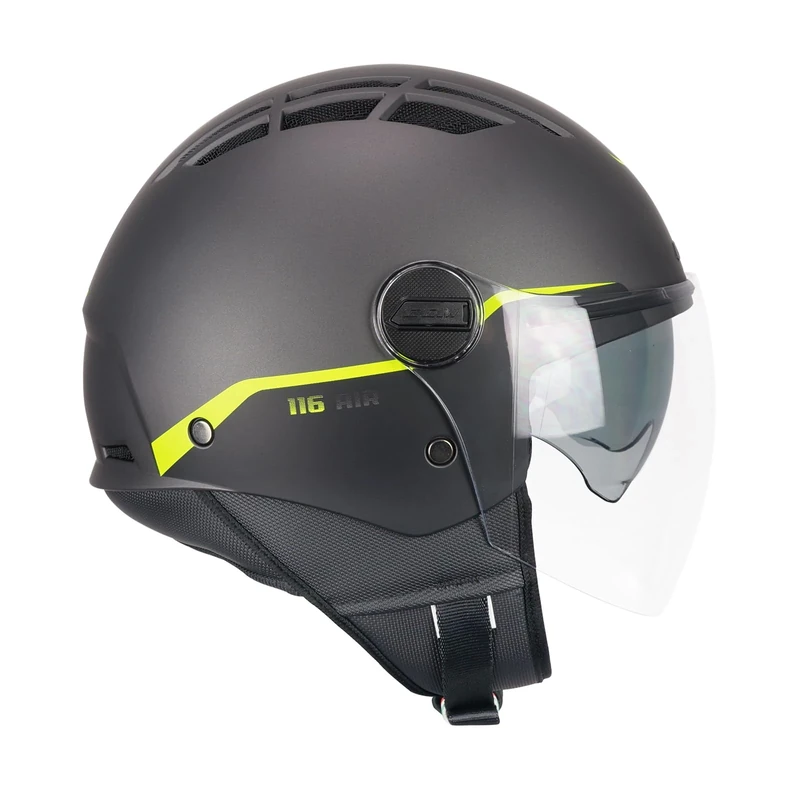 CGM Open Face Helmet, 116G AIR BICO Graphite Fluorescent Yellow Matt, L (59-60 cm)