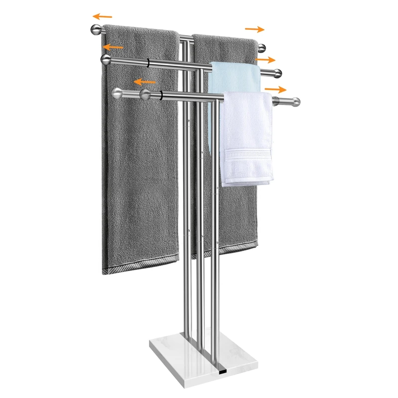 Kayfia 40'' Stainless Steel Towel Rack, Weighted Marble Base, 3 Tier