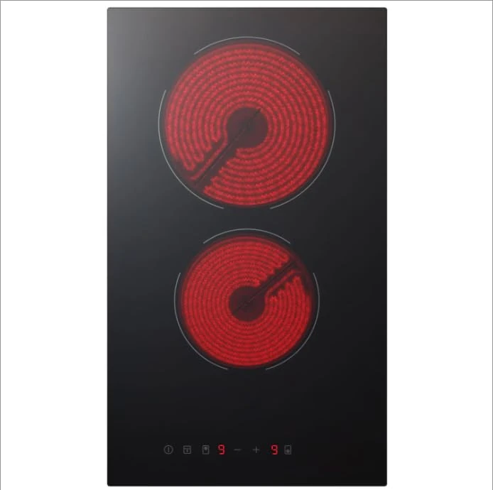 Panana Induction Ceramic Cooktop 2 Burner Zones Radiant Domino Hob, 3000W Cooktop with Touch Control, Child Lock, 99 Minute Timer (Built-in 2 Zone Ceramic Hob)