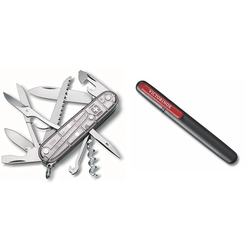 Victorinox Huntsman Swiss Army Pocket Knife, Medium Multi Tool, Camping & Professional Dual Knife Sharpener, Swiss Made, Portable, Black/Red