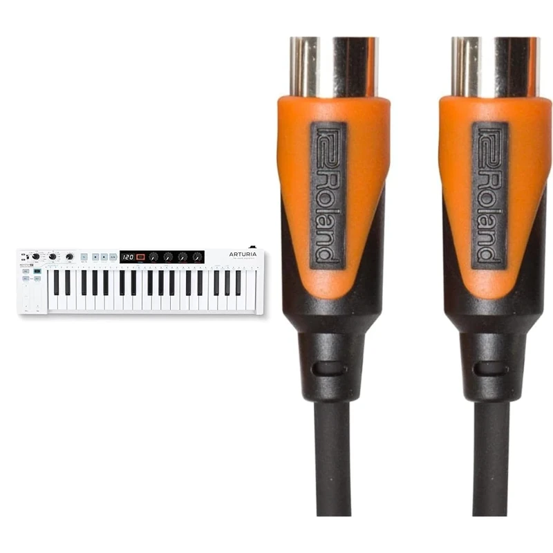 Arturia - Keystep 37 - Creative MIDI Controller, Sequencer, Arpeggiator & Roland Rmidi-B3 Black Series Midi Cable. Straight Din Connectors, 3Ft / 1M Length.