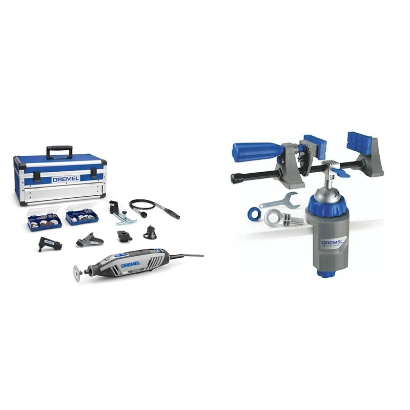 Dremel 4250 Rotary Tool 175 W, Multitool Kit with 6 Attachments 128 Accessories & 2500 Multi-Vise, 3-in-1 Adjustable Bench Vice with Clamp and Tool Holder