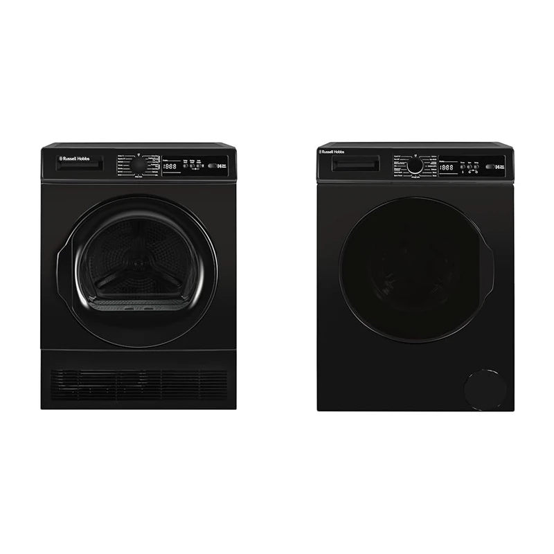 Russell Hobbs Freestanding Condenser Dryer Electric Tumble Dryer 15 Programmes 8kg & Freestanding Washing Machine, 8kg Capacity, 1400 rpm, 15 Programmes, Eco Technology, Rapid Wash Cycles