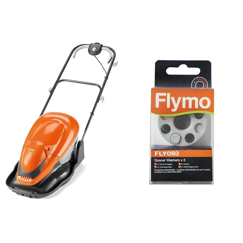 Flymo EasiGlide 360 Hover Collect Lawn Mower - 1800W Motor, 36cm Cutting Width & FLY093 x3 Space Washers for SimpliGlide and EasiGlide Lawnmowers - 529363290, Light Grey