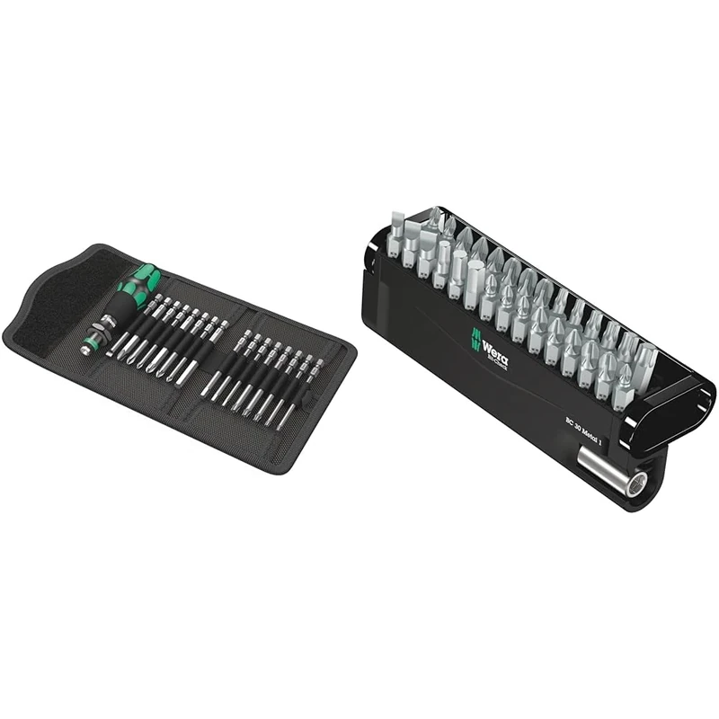 Wera Kraftform Kompakt 60 Bit-Holding Screwdriver & Bit Set, PH/PZ/SL/TXBO/HEX, 17pc & Bit-Check 30 Metal 1 General bit Set for Drill/Drivers, Metal Jointing, PZ,PH,Hex-Plus,TX 30 Piece, 05057434001