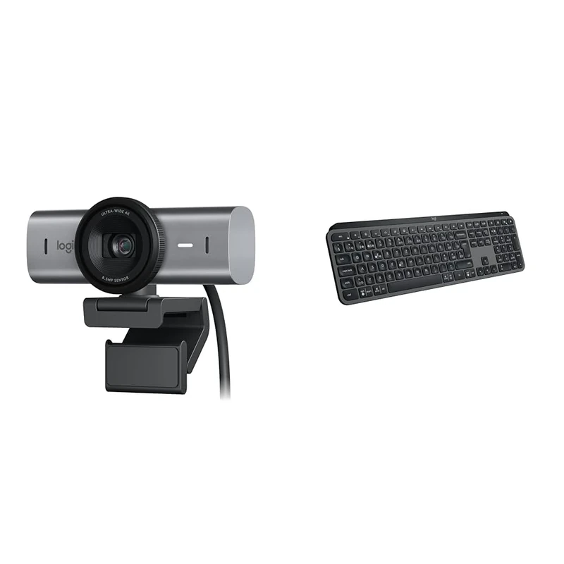 Logitech MX Brio Ultra HD 4K Collaboration and Streaming Webcam, 1080p at 60 FPS & MX Keys S PLUS Wireless Keyboard, Low Profile, Fluid Quiet Typing, Programmable Keys, Backlighting, Bluetooth