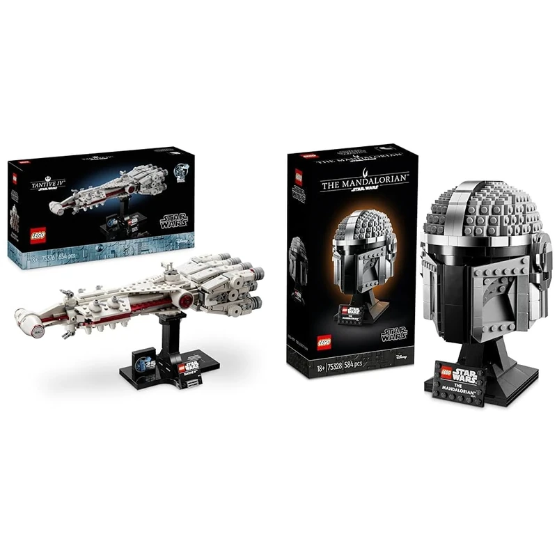 LEGO Star Wars Tantive IV Set, Collectible 25th Anniversary Starship Model Kit & 75328 Star Wars The Mandalorian Helmet Buildable Model Kit, Display Collectible Decoration Set for Adults, Men
